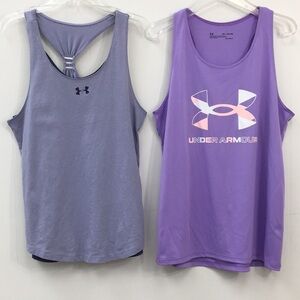 Under Armour Girls Sports Purple Tanks Size 18-20 Bundle GREAT Condition
